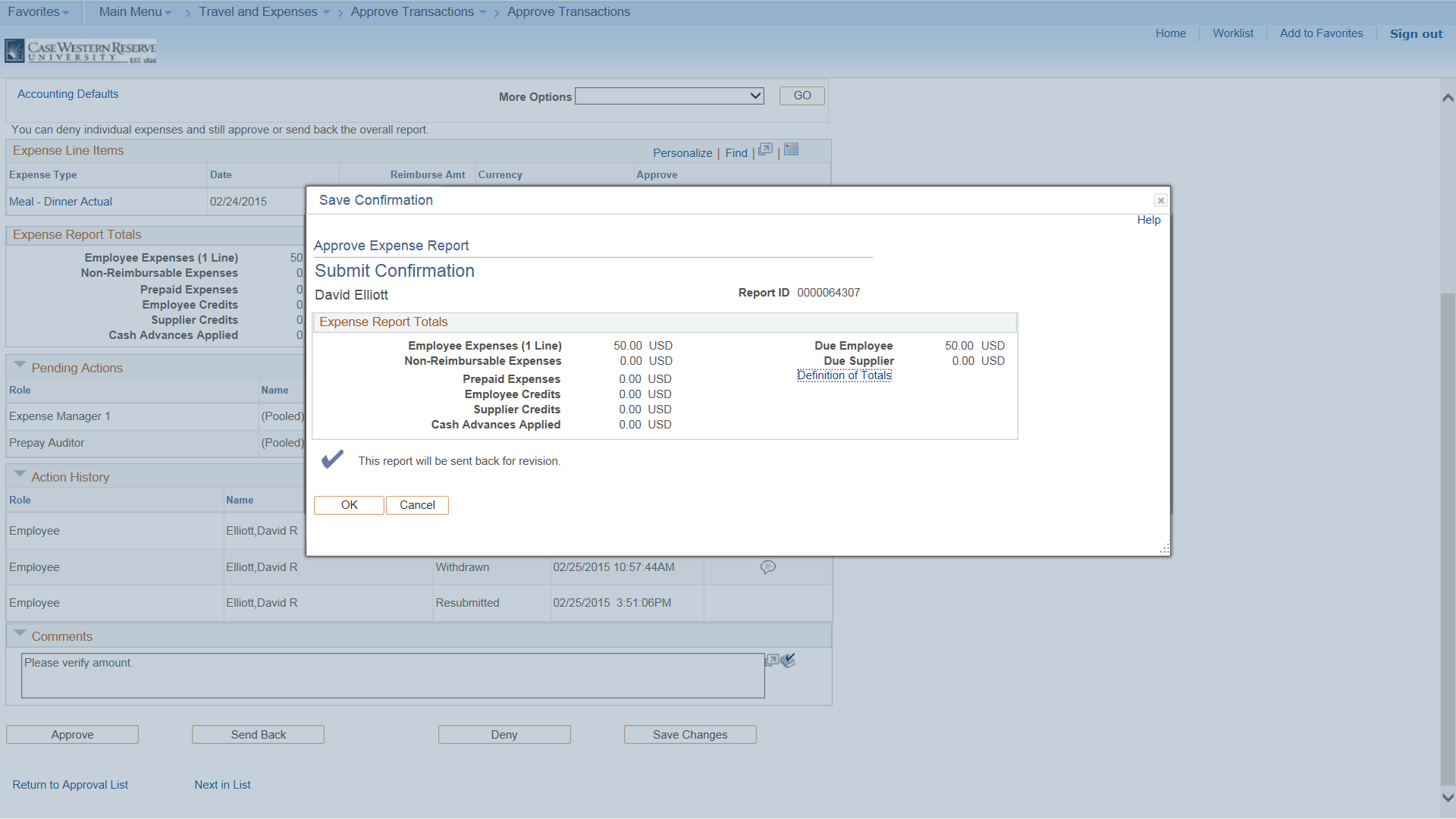 PeopleSoft Approving an Expense Report University Technology, [U